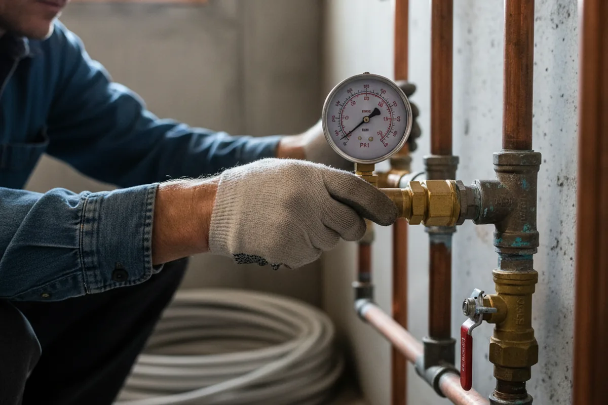 Pressure testing a repaired line during Water Line Repair in Topsfield